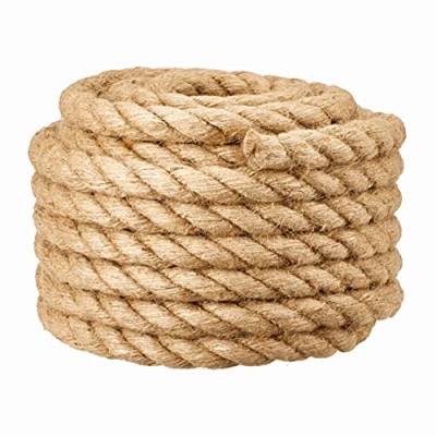 12mm Jute Barrier Rope für DIY Treppenhandlauf/Balkon Leitplanke/Rohr/Reifen Dekor/Drahtwickel, Industriegarn für Tauziehen, Schaukeln, Schiff & Heben, Klettern im Fitnessstudio, 12mm*10m, Beige von MOUHIV