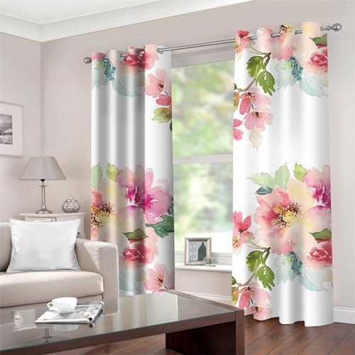 MTBDDyyds Verdunkelungsvorhang Farbe Pflanzen Blumen Vorhang Für Schlafzimmer Für Kinder 3D Fenstervorhänge Blickdicht Wohnzimmer Schlafzimmer Vorhang Polyester Mit Ösen 220X215Cm von MTBDDyyds