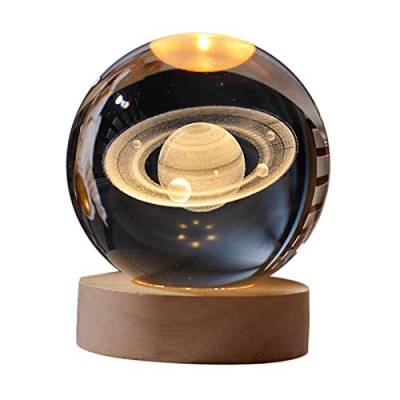 3D-Kristallkugel-Nachtlampe, pädagogisches Licht, Nachtlampe mit Basis für Dekor, Satum von MagiDeal