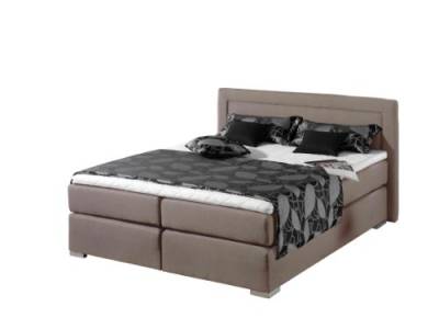 Maintal Boxspringbett Mambo, 180 x 200 cm, Strukturstoff, 7-Zonen-Kaltschaum Matratze H2, taupe von Maintal Betten