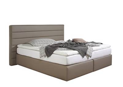 Maintal Boxspringbett Toulouse, 160 x 200 cm, Kunstleder, Bonellfederkern Matratze H3, Taupe von Maintal Betten