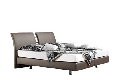 Maintal Boxspringbett Polo, 140 x 200 cm, Kunstleder, 7-Zonen-Kaltschaum Matratze h2, taupe von Maintal Betten