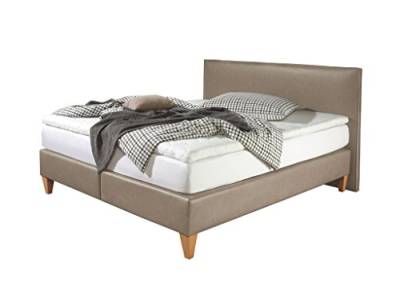 Maintal Boxspringbett Luxor, 140 x 200 cm, Kunstleder, 7-Zonen-Kaltschaum Matratze h2, Beige von Maintal Betten