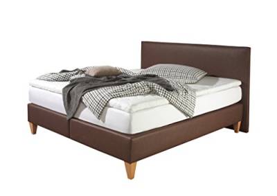 Maintal Boxspringbett Luxor, 140 x 200 cm, Kunstleder, Tonnentaschenfederkern Matratze h3, Braun von Maintal Betten