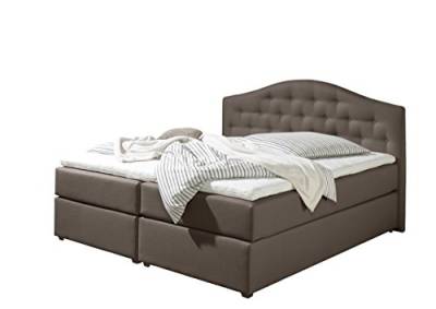 Maintal Boxspringbett Amber, 200 x 200 cm, Stoff, Bonellfederkern Matratze h2, Braun von Maintal Betten