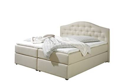 Maintal Boxspringbett Amber, 180 x 200 cm, Stoff, 7-Zonen-Taschenfederkern Matratze h3, Beige von Maintal Betten