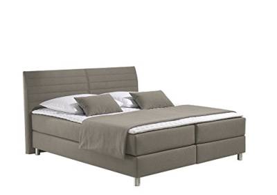 Maintal Boxspringbett Denver, 140 x 200 cm, Strukturstoff, 7-Zonen-Kaltschaum Matratze h2, Taupe von Maintal Betten