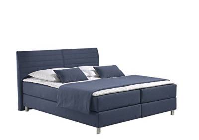 Maintal Boxspringbett Denver, 100 x 200 cm, Strukturstoff, Bonellfederkern Matratze h3, Blau von Maintal Betten