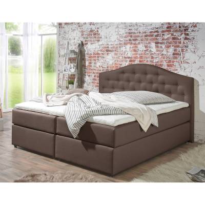 Maison Belfort Boxspringbett Ansmark 180x200 cm Strukturstoff Braun mit Matratze Modern von Maison Belfort