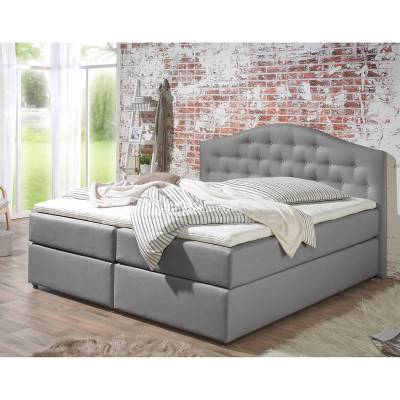 Maison Belfort Boxspringbett Ansmark 200x200 cm Strukturstoff Grau mit Matratze Modern von Maison Belfort