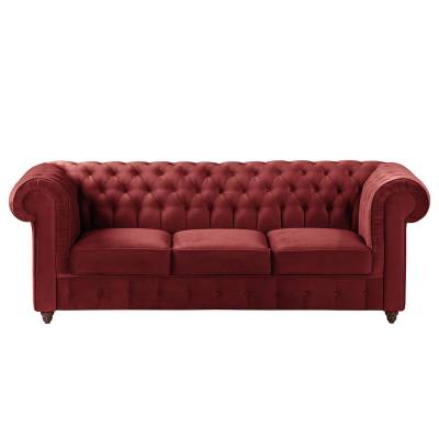 Maison Belfort Sofa Pintano 3-Sitzer Rot Samt 223x77x92 cm von Maison Belfort