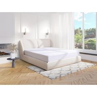 Bett mit Bettkasten - 160 x 200 cm - Bouclé-Stoff - Naturweiß + Matratze - RUDALI von Maison Céphy von Maison Céphy
