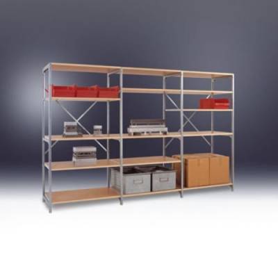 Manuflex RP1014.5007 Fachbodenregal-Grundmodul (B x H x T) 1030 x 2000 x 700mm Holzboden von Manuflex