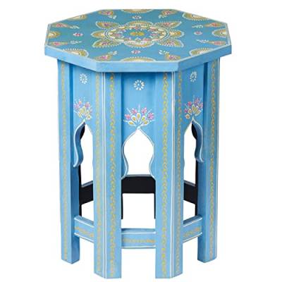 MARRAKESCH Beistelltisch Nachttisch aus Holz 40cm groß Tisch Hocker Boufa blau als Orientalische Dekoration von Marrakesch Orient & Mediterran Interior