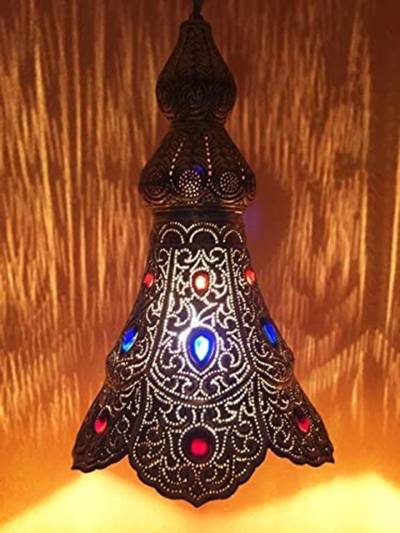Marrakesch Orient & Mediterran Interior Deckenleuchte Orientalische Messing Lampe Pendelleuchte Ilgin 40cm, ohne Leuchtmittel, Handarbeit von Marrakesch Orient & Mediterran Interior