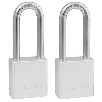 Master Lock Robustes Vorhängeschloss aus massivem Aluminium, Schlüsselhalterung, für den Außenbereich, 5,1 cm Verlängerter Bügel, gleichschließende Vorhängeschlösser, 2 Stück, 570TLH von Master Lock