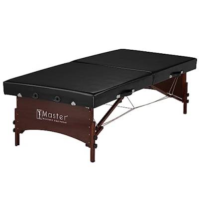 Master Massage Mobile Portable Klappbare Massageliege Behandlungsliege Massagebank Extra Breit für Yoga Thaimassage Feldenkrais Reha Training, Buche, Schwarz, 85cm von Master Massage