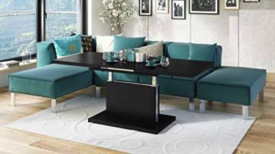 Design Couchtisch Tisch Aston Schwarz Matt stufenlos höhenverstellbar ausziehbar 120 bis 200cm Esstisch von Mazzoni