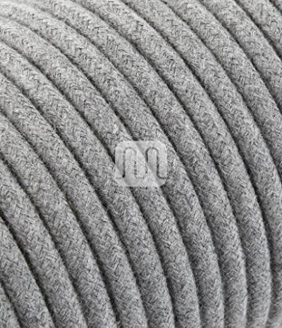 Textilkabel für Lampe, Stoffkabel 2-adrig (2x0,75mm²) - Grau Baumwolle. Made in Italy (10 Meter) von Merlotti