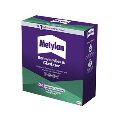 Metylan Renoviervlies & Glasfaser, Tapetenkleister & Grundierung für Renoviervlies, Glasfaser- & Raufasertapete mit Vliesrücken, Kleister für Feuchträume, 1x500g von Metylan