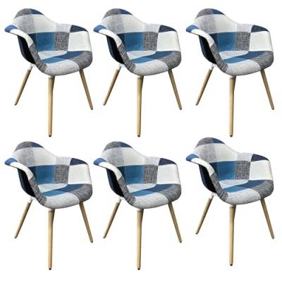 Mevsim Store Esszimmerstühle Blau 6er Set mit Armlehnen - Beine aus Buchenholz Bequemer - Ergonomischer Wohn- Freizeit- Büro- Küchenstuhl von Mevsim Store
