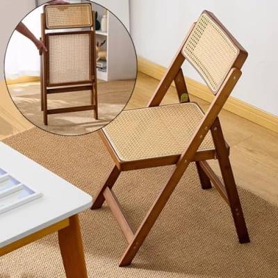 Mgchowue Rattan-Klappstühle, Außenbereich Hölzernes Retro Klappbarer Stuhl, Zuhause Balkon Draußen Chair Sitz, Esszimmerstuhl Holz/Rattan-Stuhl Leichter Stuhl (Color : Style 1) von Mgchowue