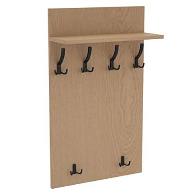 AKKE 120x60 | MAXI Garderobenpaneel Wandgarderobe Garderobe Wandpaneel Kleiderstange SCHWARZ | EICHE HELL von AKKE