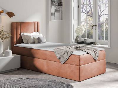 MIRJAN24 Boxspringbett Carmen Mini (mit Hauptmatratze, Topper, Kopfteil), 80, 90, 100 / 200 cm, Seitenwahl, Einzelbett von MIRJAN24