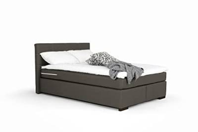 Mivano Beast Boxbett, Komfortables Bett mit Durchgehender Matratze (H3) und Topper, Flachgewebe Jam Dunkelgrau, Liegefläche 180 x 200 cm von Mivano