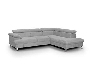 Mivano Eckcouch David / Modernes Sofa in L-Form mit verstellbaren Kopfteilen und Ottomane / 256 x 71 x 208 / Mikrofaser-Bezug, Grau von Mivano