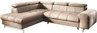 Mivano Ecksofa Chef / L-Sofa mit Schlaffunktion, Bettkasten und verstellbaren Kopfstützen / 262 x 72 x 206 / Mikrofaser Braun von Mivano