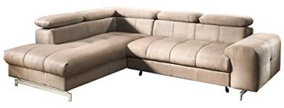 Mivano Ecksofa Chef / L-Sofa mit Schlaffunktion, Bettkasten und verstellbaren Kopfstützen / 262 x 72 x 206 / Mikrofaser Braun von Mivano