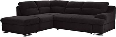 Mivano Ecksofa Coast / Große Schlafcouch in L-Form mit Ottomane links, Inkl. Bettfunktion und Stauraum, 264 x 88 x 217, Mikrofaser: schwarz von Mivano