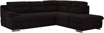 Mivano Ecksofa Coast / Große Sofagarnitur in L-Form mit Ottomane rechts, 264 x 88 x 217, Mikrofaser: schwarz von Mivano