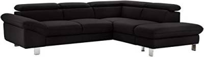 Mivano Ecksofa Driver mit Ottomane rechts, Ledercouch im modernen Design, Inkl. verstellbare Kopfstützen, 266 x 73 x 214, Kunstleder, Schwarz von Mivano