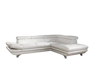 Mivano Ecksofa Enterprise / Trendige Ledercouch in L-Form mit Bettfunktion / Kopfstützen und Armteil verstellbar / 273 x 75 x 238 / Kunstleder: weiß von Mivano