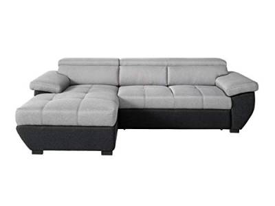 Mivano Ecksofa Speedway / Moderne Couch in L-Form mit verstellbaren Kopfteilen und Recamiere / 267 x 79 x 170 / Zweifarbig: Grau-Schwarz von Mivano