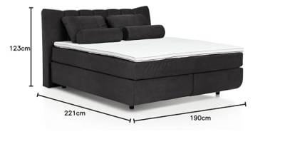 Mivano Free Boxspringbett/Bett mit 7-Zonen-Taschenfederkern-Matratze und Basic Topper/Härtegrad H2, Mikrofaser All Senses Dunkelbraun, Liegefläche 180 x 200 cm von Mivano