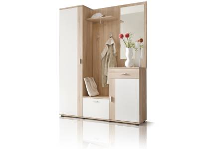 PAINT Garderobe 3tlg, Material Dekorspanplatte, Eiche sonomafarbig  /  weiss von Möbel-Eins