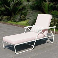 Relax Gartenliege in Weiß und Rosa Untergestell aus Metall von Möbel4Life