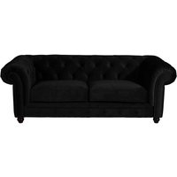 Schwarze Dreisitzer Couch im Chesterfield Look Samtvelours von Möbel4Life