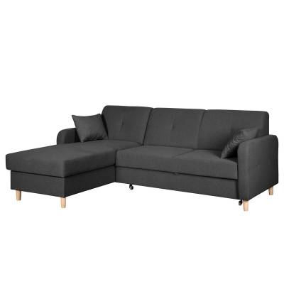 Mørteens Ecksofa Clintwood Dunkelgrau Webstoff 222x87x163 cm mit Schlaffunktion und Bettkasten von Norrwood