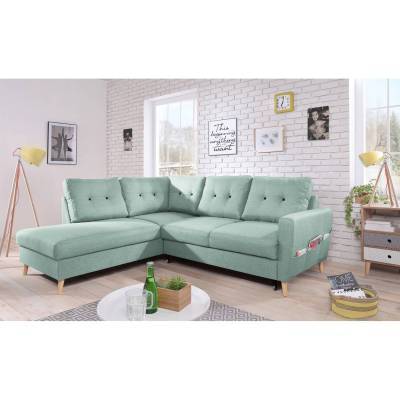 Mørteens Ecksofa Sola II Mintgrau Webstoff 230x90x198 cm mit Schlaffunktion von Mørteens