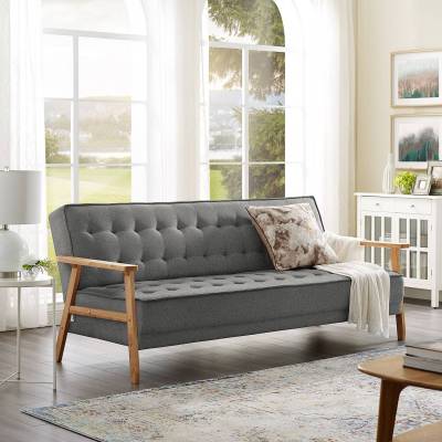 Mørteens Schlafsofa Mid Century Grau Webstoff 204x85x86 cm mit Schlaffunktion von Mørteens