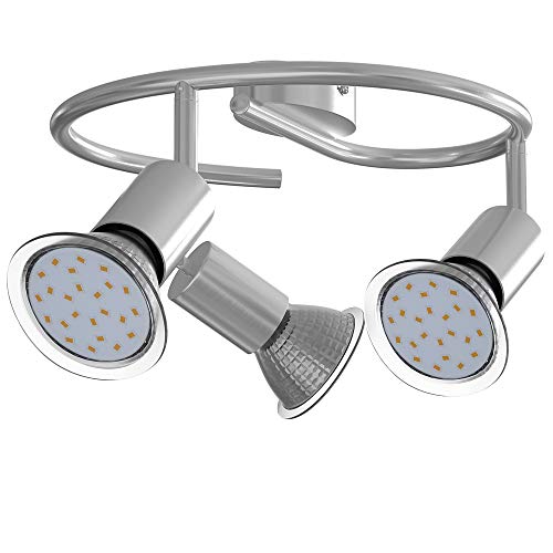 Monzana LED Deckenstrahler Spot Lampe 3 flammig geschwungen 9W schwenkbar GU10 mit Leuchtmittel Spotleuchte Deckenlampe von Monzana