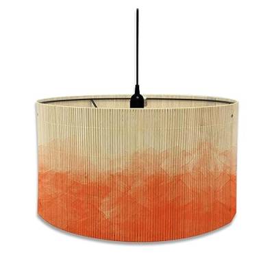 Morbuy Bambus Lampenschirm für Tischlampe, Aquarell Stil Vintage Stil Durchmesser 30cm Tischlampenschirm Holz Stehlampenschirme für Deckenleuchte Stehlampe Wandleuchte Dekoration (Orange) von Morbuy