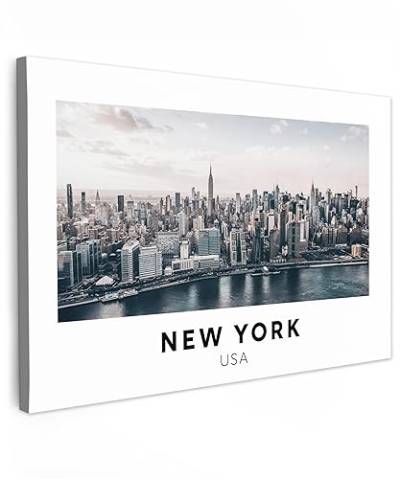 MuchoWow© Leinwand Groß 120x80 cm XXL Deko Schlafzimmer Aesthetic Leinwandbilder Wohnzimmer Gemälde Foto Geschenk Living Room Decoration Amerika - New York - Skyline - USA von MuchoWow