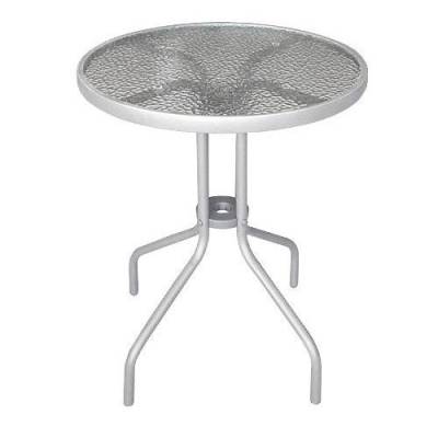 Gartentisch Glastisch Bistrotisch Ø60cm Metall Beistelltisch Balkontisch Gartenmöbel Silber von Multistore 2002