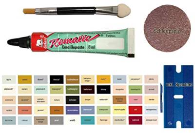 Ebony Emaille Paste/Lack zur Reparatur von Bad, Fliesen, Keramik, Autolack, Holz, Laminat uvm. im praktischen Set mit 8 ml Elefant Emaille, Kunststoffspachtel & Pinsel von MY-B-Style von My-B-Style