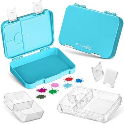 My Vesperbox – Len - Bento Box Kinder - Lunchbox mit 4+2 Fächern - extrem robust – Brotdose – Brotbox ideal für Kindergarten und Schule… (Hellblau) von My Vesperbox